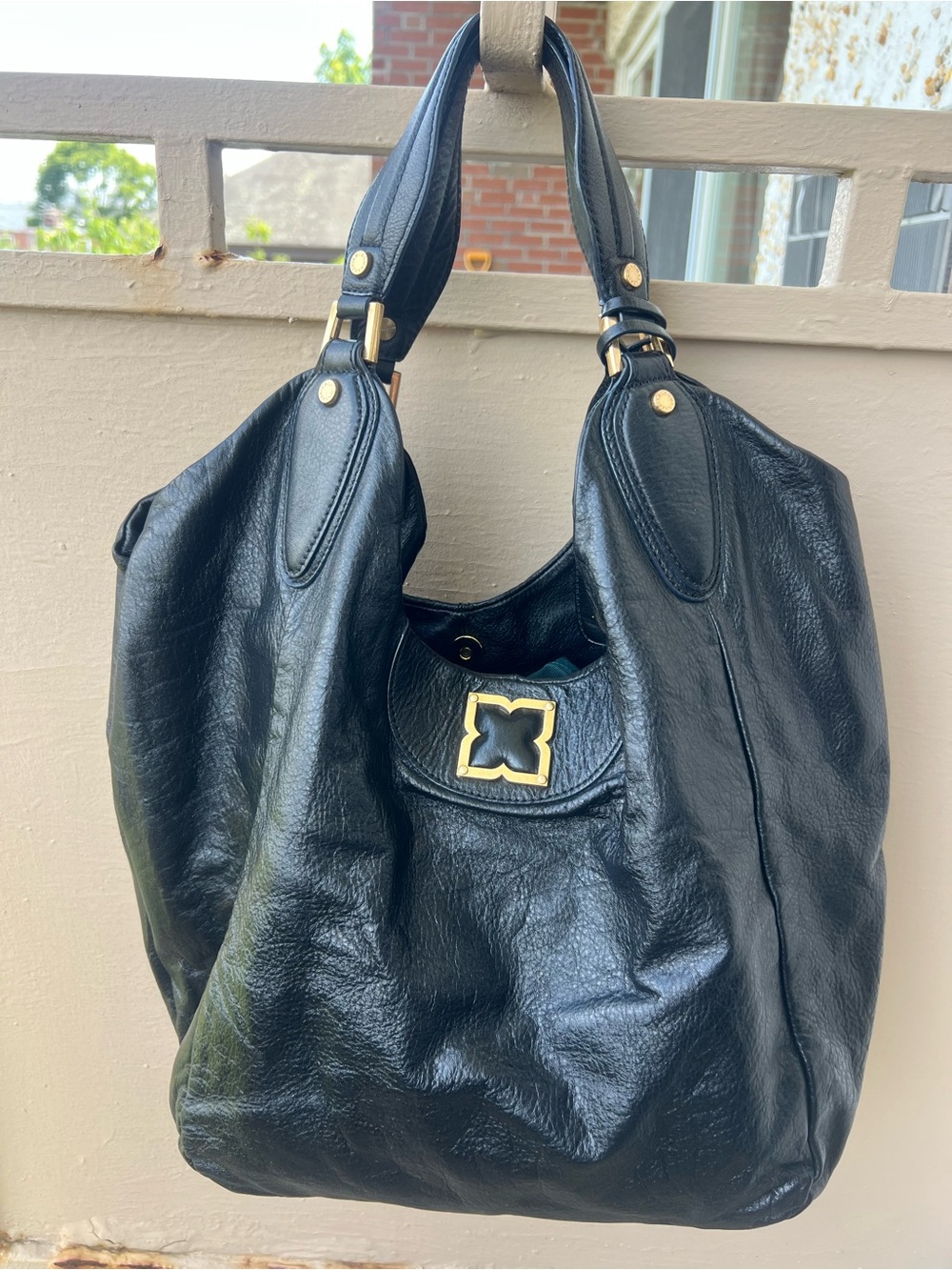 NWT BCBGMAXAZRIA Large Black Leather Hobo Bag Shoulder Handbag - NEW!